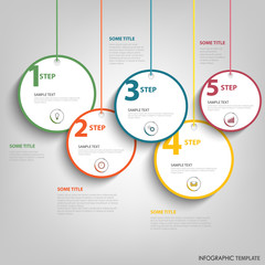 Fototapeta premium Info graphic with hanging design round labels template