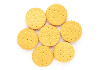 Top view of cookies on white background