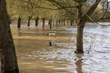 River Avon bursts its banks and floods the low lying areas