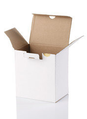 open paper box on white background