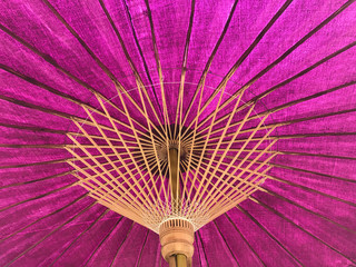 Bottom view of Thai craft purple umbrella