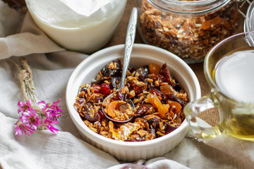 Granola with dried fruits (muesli with fruitata and years)