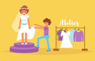 Fitting wedding dress Vector.