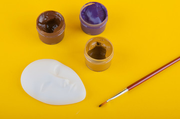 Set of painter tools and gipsum mask