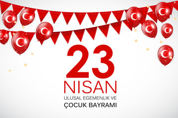 23 nisan cocuk baryrami. Translation: Turkish April 23 Childrens Day Vector Illustration