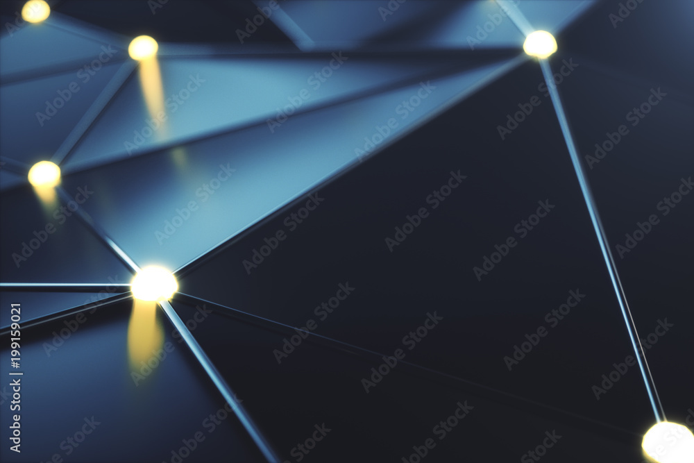 Poster 3d rendering abstract futuristic connection lines and glowing dots. supercomputer technology, calcul