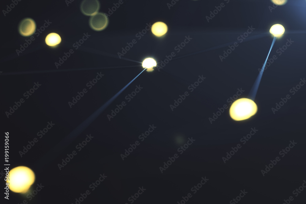 Poster 3d rendering abstract futuristic connection lines and glowing dots. supercomputer technology, calcul