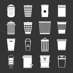 Trash can icons set grey vector
