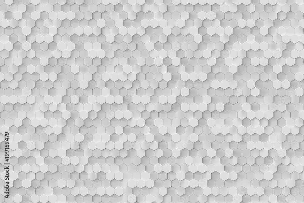 Poster white geometric hexagonal abstract background, 3d rendering