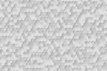 White geometric hexagonal abstract background, 3d rendering