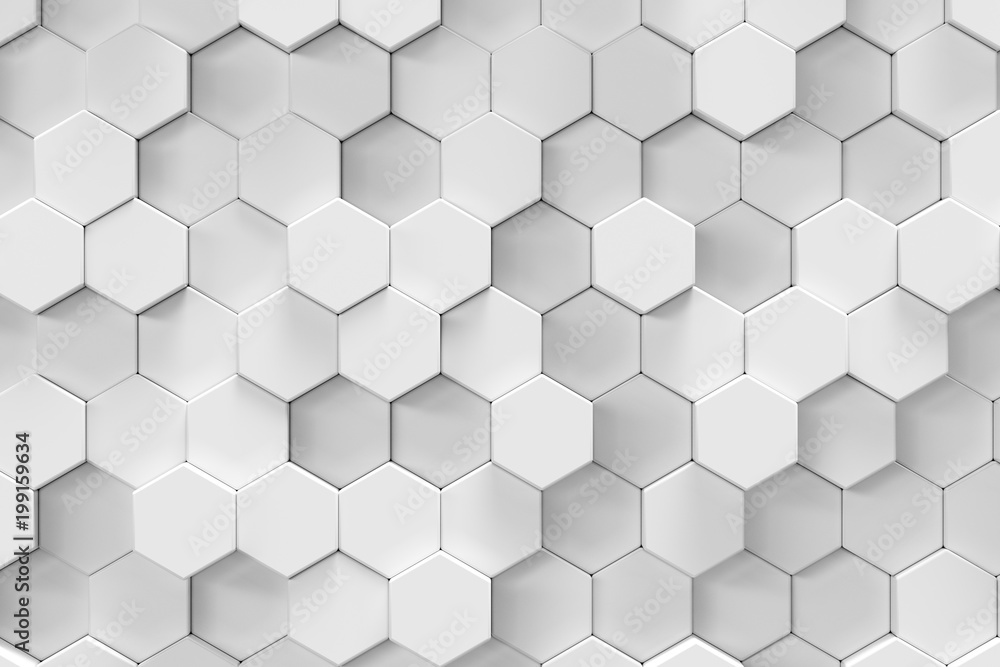 Aufkleber white geometric hexagonal abstract background, 3d rendering