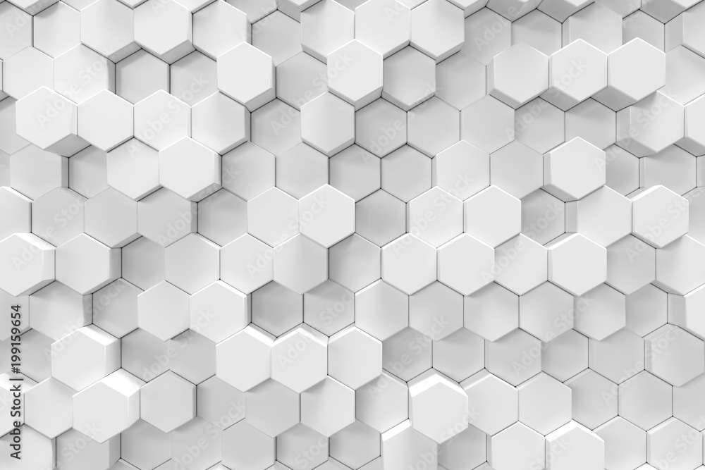 Poster white geometric hexagonal abstract background, 3d rendering