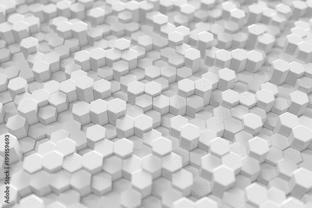 Poster white geometric hexagonal abstract background, 3d rendering