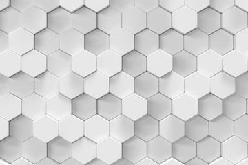 Fototapeta premium Biały geometryczny heksagonalny abstrakcjonistyczny tło, 3d rendering