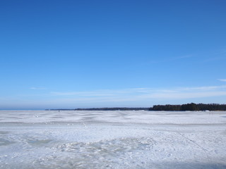 Frozen sea and blue sky