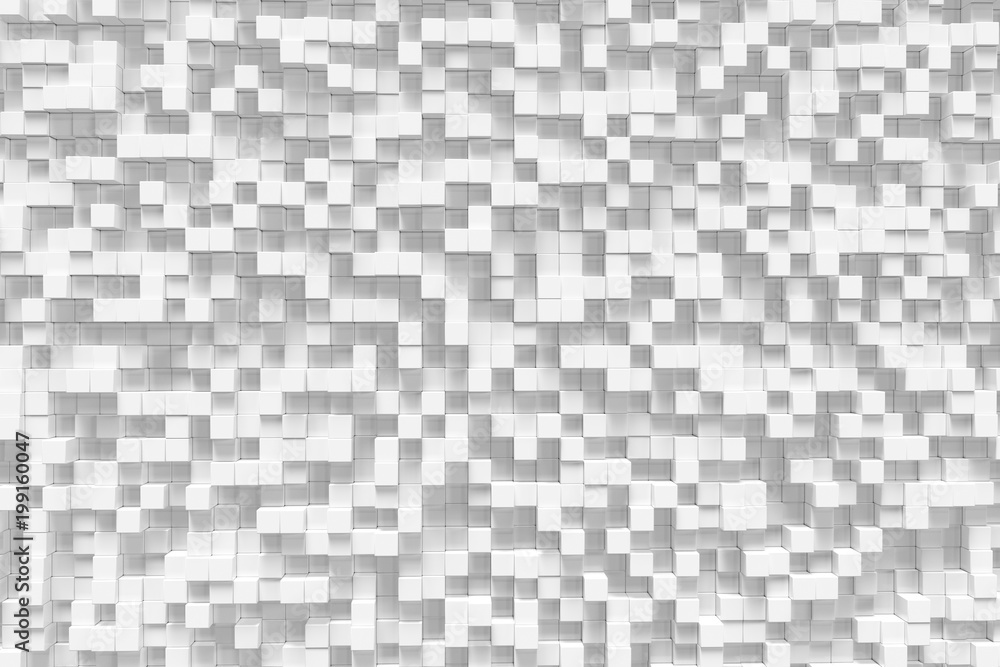 Poster white geometric cube, cubical, boxes, squares form abstract background. abstract white blocks. templ