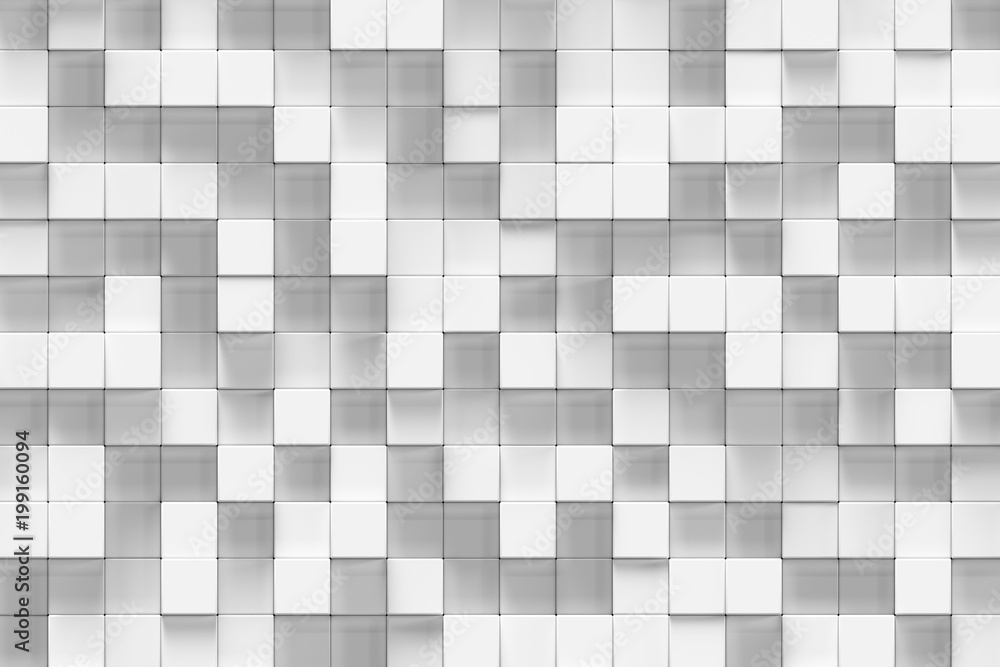 Aufkleber white geometric cube, cubical, boxes, squares form abstract background. abstract white blocks. templ