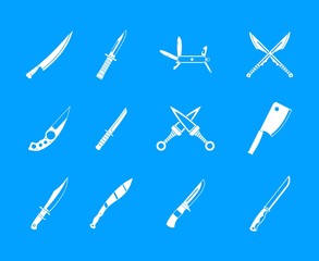 Knife icon blue set vector