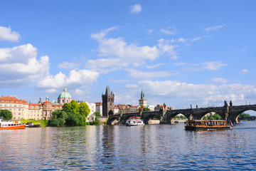 Prague panorama city skyline and Charles Bridge, Prague, Czech Republic