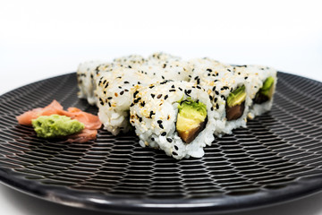 Japanese food Sushi Roll Maki of Salmon and avocado