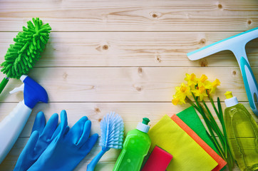 Cleaning concept. Housecleaning, hygiene, spring, chores, cleaning supplies