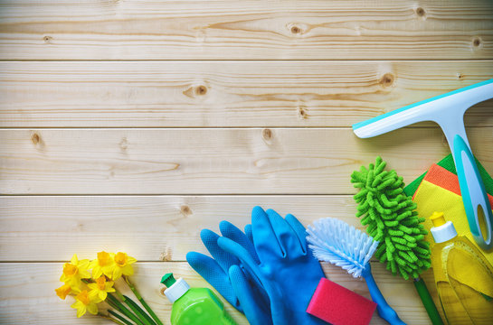 Cleaning concept. Housecleaning, hygiene, spring, chores, cleaning supplies