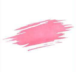 Hand painted pink watercolor brush texture isolated on the white background. Usable for cards, invitations and more.