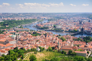 Fototapeta na wymiar View of Prague Castle and Charles Bridge