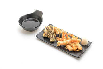 shrimps tempura (battered fried shrimps)on white background