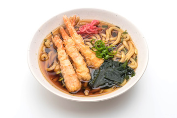 udon ramen noodles with shrimps tempura