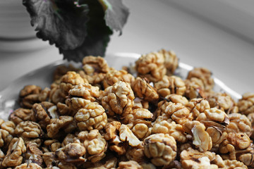 Walnut. Nuts on a plate