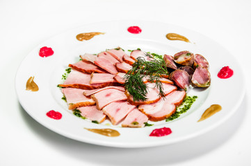 meat plate with mustard and greens