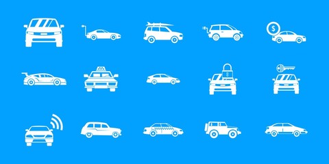 Car icon blue set vector