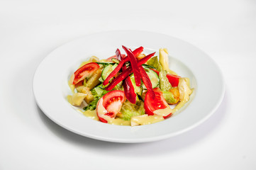vegetable salad on a plate with cheese