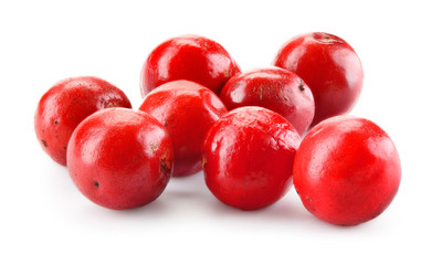 Pink pepper. Red peppercorns isolated on white. Macro. Full depth of field.