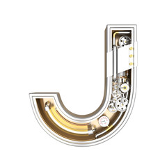 Mechanic alphabet ,letter J on white background with clipping path. 3D illustration