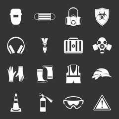 Safety icons set grey vector