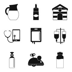 Vet doctor icons set, simple style