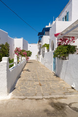 Traditional Greek white architecture in Naxos (Chora) town on Naxos island, Cyclades, Greece