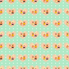 Little cute cartoon, lovely bear, seamless pattern vector.