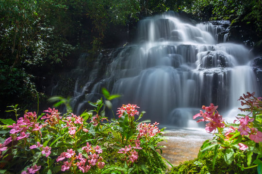 Mun daeng Waterfall, the beautiful waterfall in deep forest at Phu Hin Rong Kla National Park ,Phitsanulok, Thailand