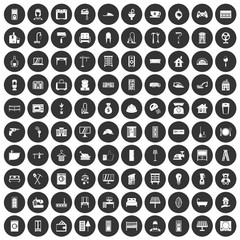 100 comfortable house icons set black circle