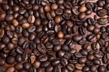 coffee grounds on a wooden surface