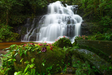 Mun daeng Waterfall, the beautiful waterfall in deep forest at Phu Hin Rong Kla National Park ,Phitsanulok, Thailand
