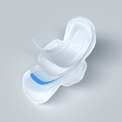 Hygienic sanitary napkin, menstruation days, on a white background.