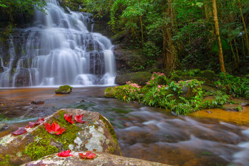 Mun daeng Waterfall, the beautiful waterfall in deep forest at Phu Hin Rong Kla National Park ,Phitsanulok, Thailand