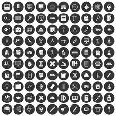 100 compass icons set black circle