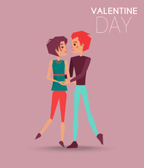Valentine Day Poster with Dancing Couple Lovers