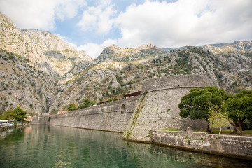 Fototapeta na wymiar Fortress walls around old town in Kotor, Montenegro