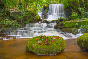 Mun daeng Waterfall, the beautiful waterfall in deep forest at Phu Hin Rong Kla National Park ,Phitsanulok, Thailand